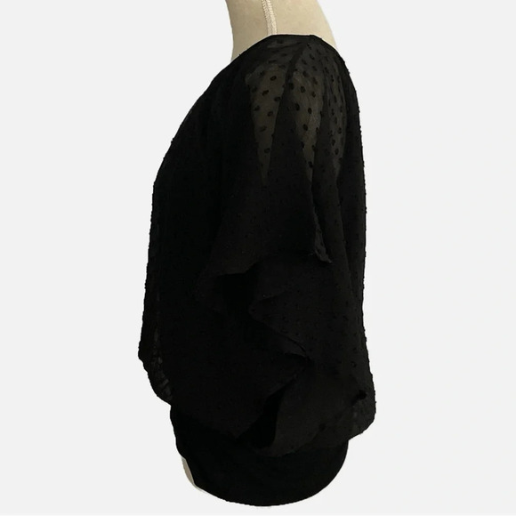 Soyaconcept Blouse Top Swiss Dot Sheer Lined Medium Black Batwing Peasant - Picture 4 of 11